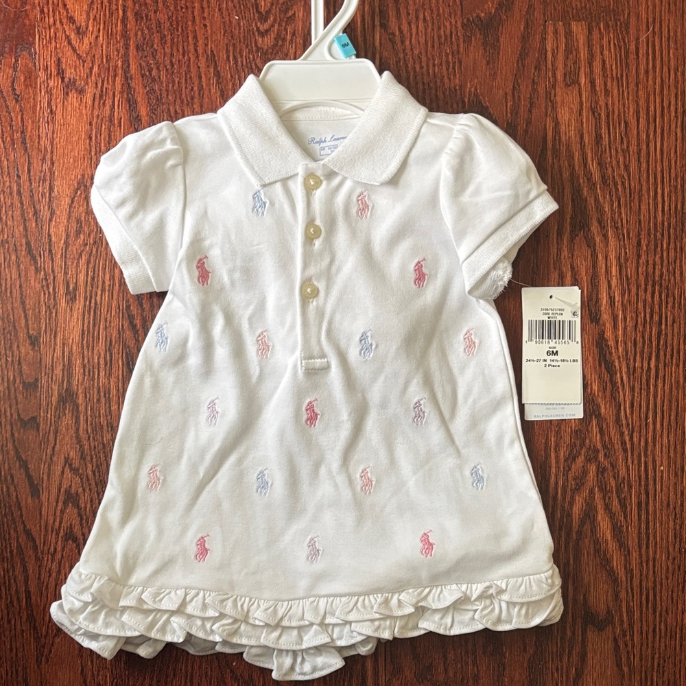 Ralph Lauren Kids White Polo Dress with Multicolor Accents